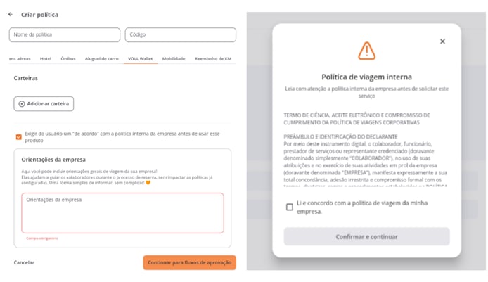 Aceite eletrônico da política de Wallet
