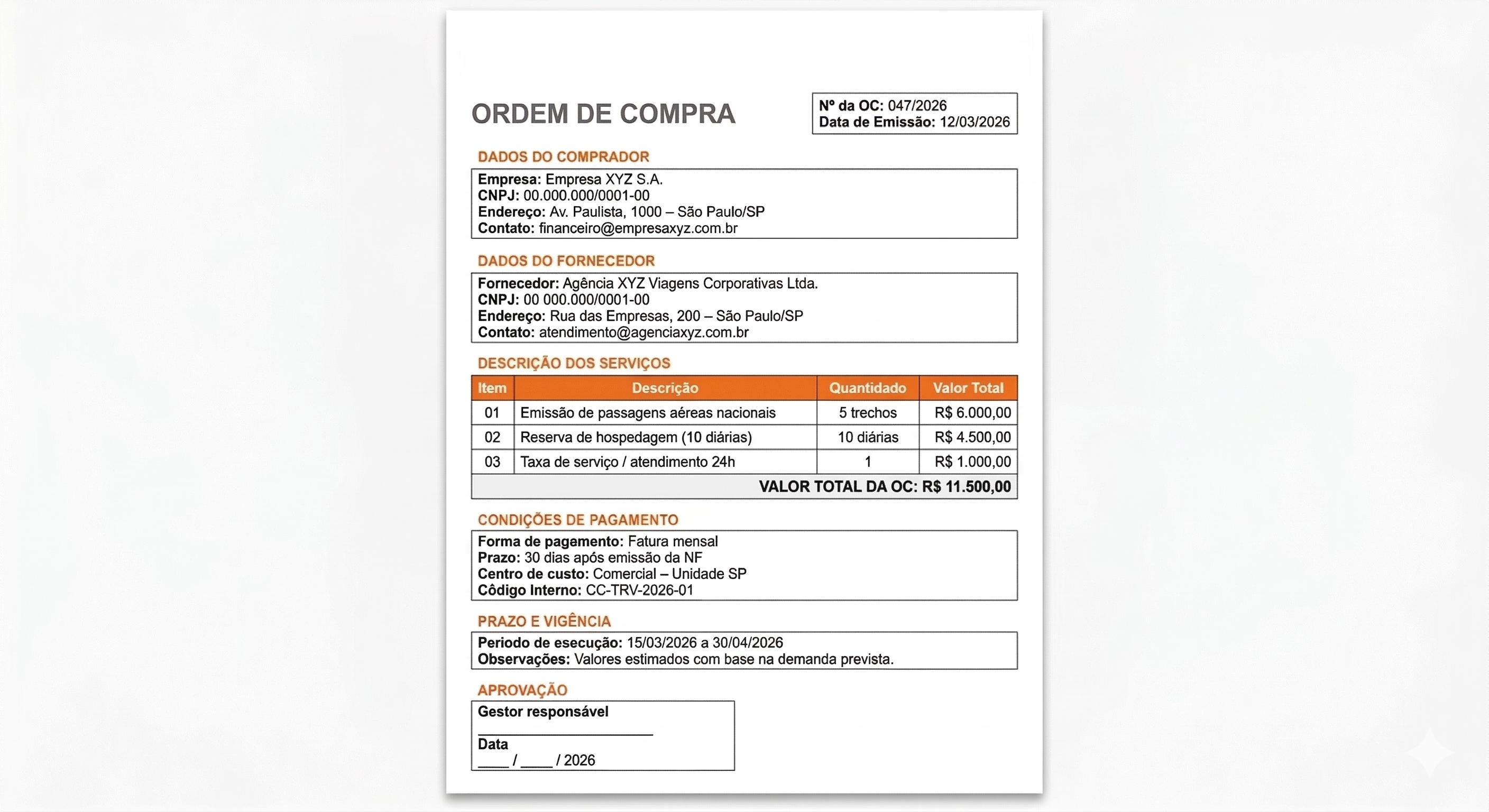 Modelo de ordem de compra - VOLL 