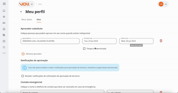 Política de viagens - Como configurar aprovação substituta no sistema VOLL