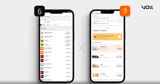 Comparativo das versões do app VOLL