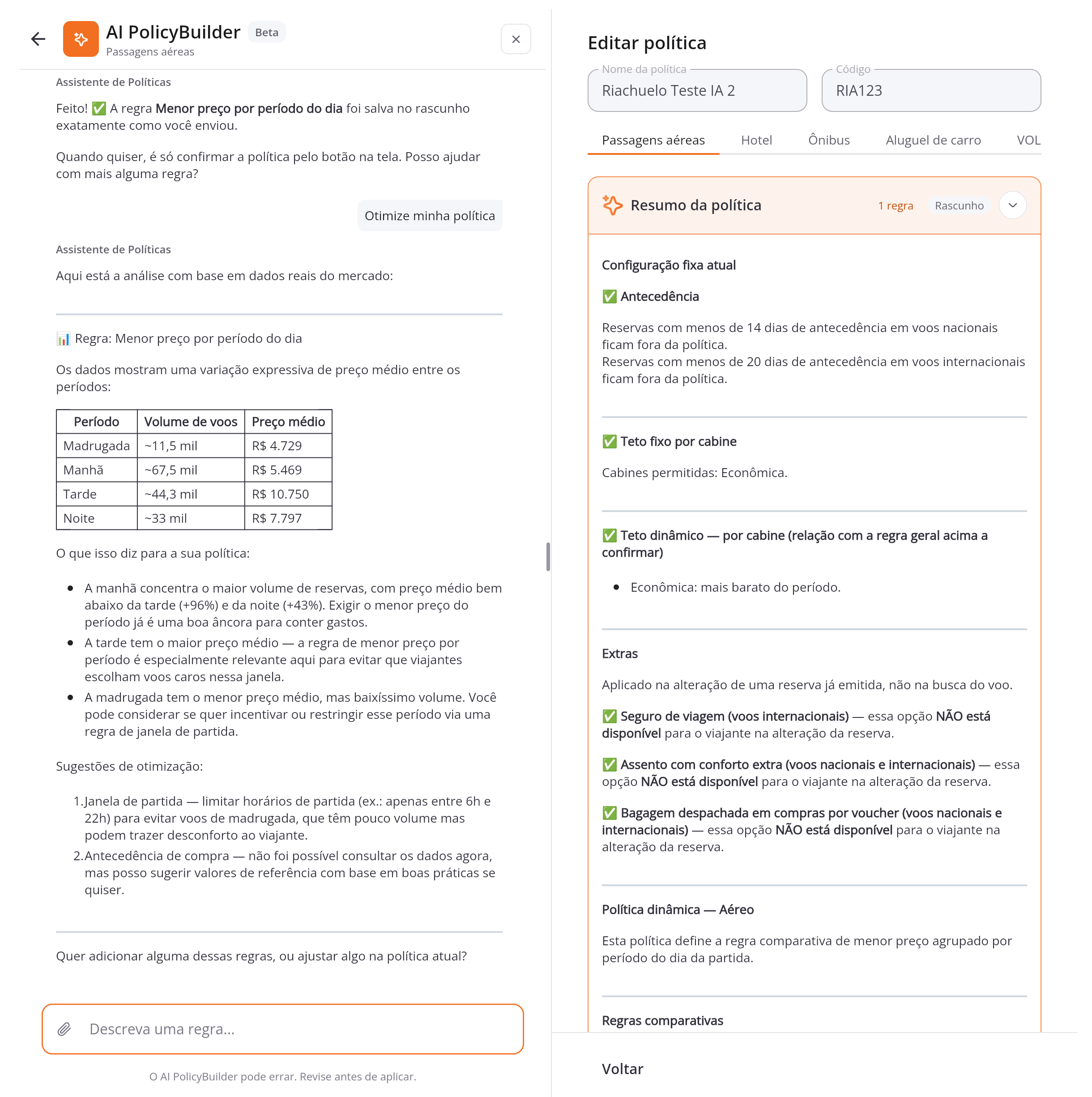 RELEASE 11-08 - Politica de viagens conversacional