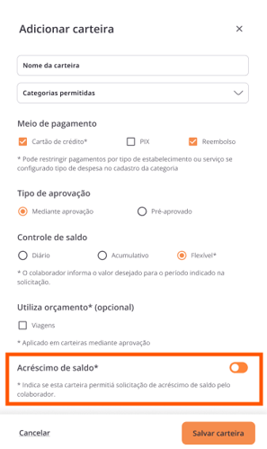 Tela seguinte do app VOLL trazendo mais detalhes de onde ativar a opção de acréscimo de saldo