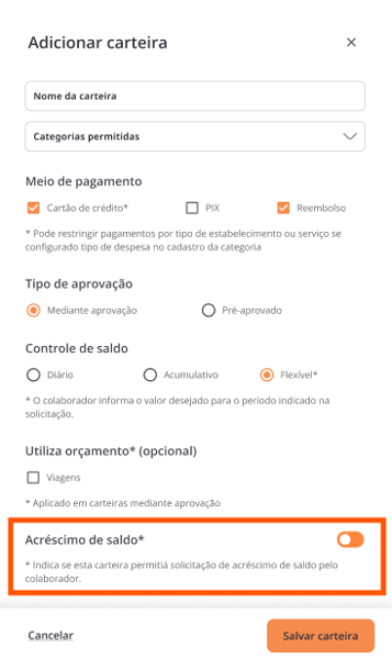 Tela seguinte do app VOLL trazendo mais detalhes de onde ativar a opção de acréscimo de saldo