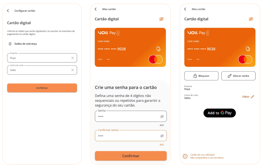 Cartão corporativo pré-pago VOLL